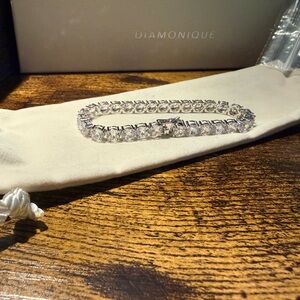 Diamonique Sterling silver bracelet 100 facet, 6mm tennis - new